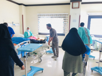 برگزاری مانور عملیاتی تخلیه به دنبال آتش سوزی در بخش جراحی مردان