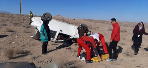 واژگونی در جاده شاهرود سبزوار با ۵مصدوم