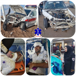 تصادف پراید با آمبولانس اورژانس شاهرود / تکنسین‌ها و بیمار مصدوم شدند