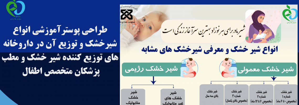 طراحی  پوستر &quot;انواع شیر خشک و شیر خشک های مشابه&quot; و توزیع آن در داروخانه های توزیع کننده شیر خشک و مطب پزشکان متخصص اطفال